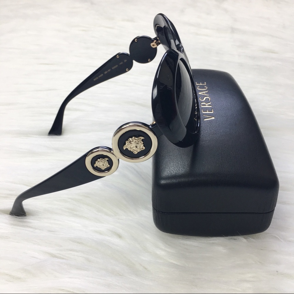 Versace Black Medusa 96 Oval Sunglasses